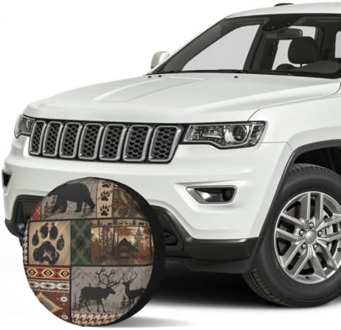 Cabin Bear Spare Tire Cover Lodge Deer Forest Waterproof Sun Wheel Cover Fit - Image 3