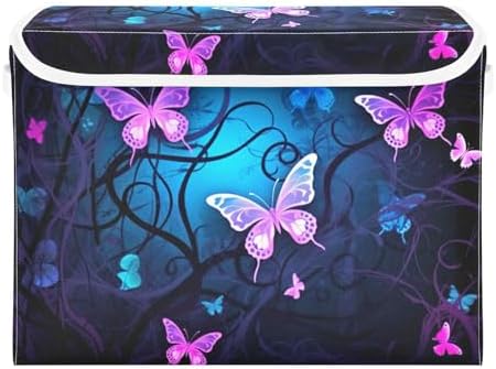 YETTASBIN Purple Blue Butterfly Storage Basket by Unknown