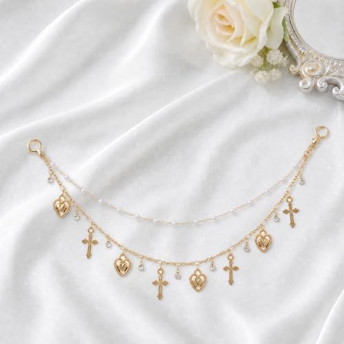 Rear View Mirror Cross Charm Double Chain Catholic Faith Car Decor - Image 7