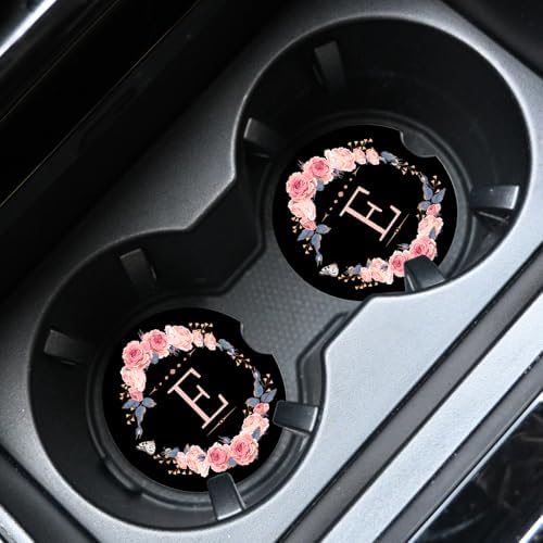 2pcs Letter E Car Coasters, Absorbent Universal neoprener Cup Holder Coasters - Image 2