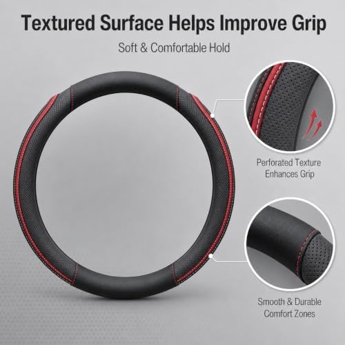 Car Steering Wheel Cover PU Leather Anti-Slip Protector Black - Image 3