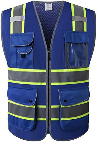 JKSafety Safety Vest for Men Women Reflective Hi Vis JK100 Blue 3XL by JKSafety