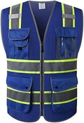 JKSafety Safety Vest for Men Women Reflective Hi Vis JK100 Blue 3XL by JKSafety