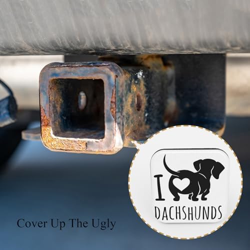 Dachshund Dog Trailer Hitch Cover I Love Dachshunds Words Cute Pet Love Heart - Image 4