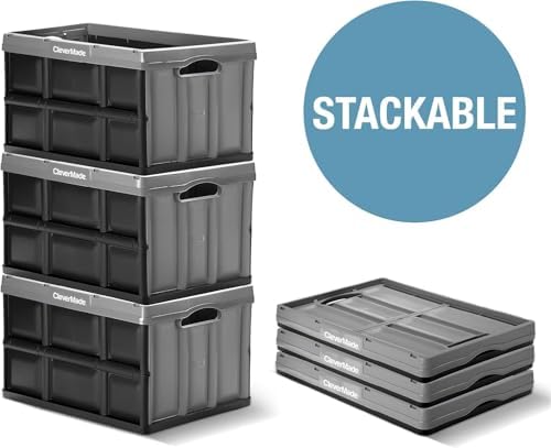 CleverMade Collapsible Storage Bins, 32L 3 Pack, 66 lb Stackable - Image 6