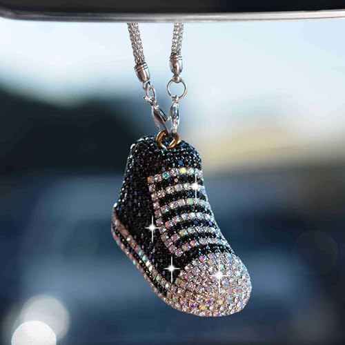 Bling Sneaker Shoe Sparkly Car Hanging Ornament, Cute Crystal Rear View Mirror - Image 3