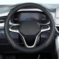 Coverado Car Steering Wheel Cover, Nappa Leather Black & Grayline Steering by COVERADOAUTO