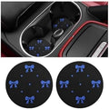 2PCS Car Coasters Rhinestone Bow Cup Holder Pad Anti-Slip Blue by KHGUZ