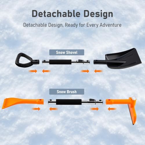 COCCKO 47.6" Car Snow Brush and Ice Scraper, 3-in-1 Heavy Duty Extendable Snow - Image 5