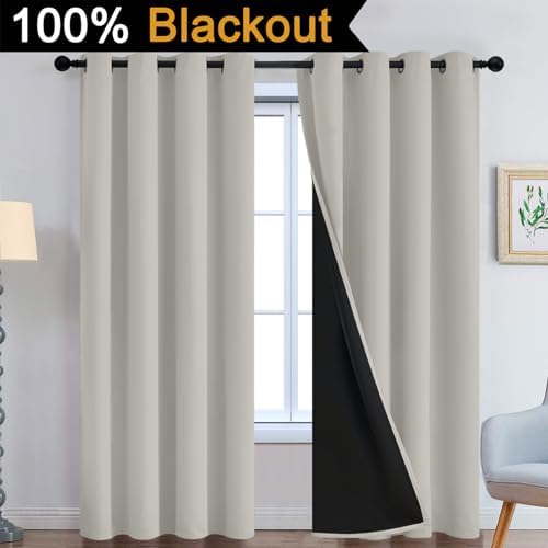 Yakamok Cream Beige 100% Blackout Curtains 96 Inches Long 52" Wide 2 Panels - Image 7