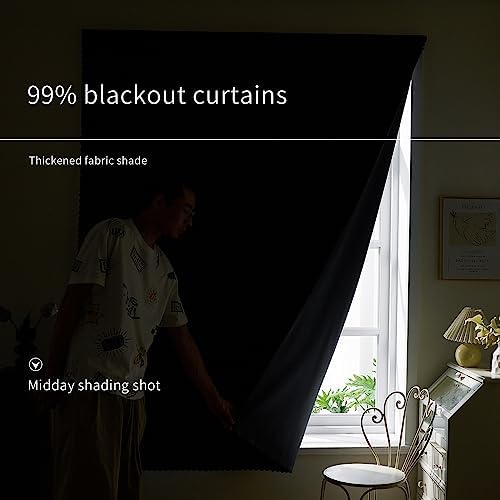 AJAZZ 100% Blackout Shades Window Cover Self Adhesive Curtains Sticky Curtain - Image 4