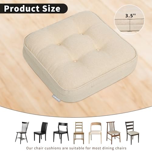 GOFORIT Chair Cushions, Tufted Shredded Memory Foam Chair Pads, Non-Slip Seat - Image 4