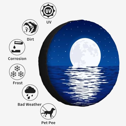 Moon Over Sea Spare Tire Cover Blue Sea - Image 4