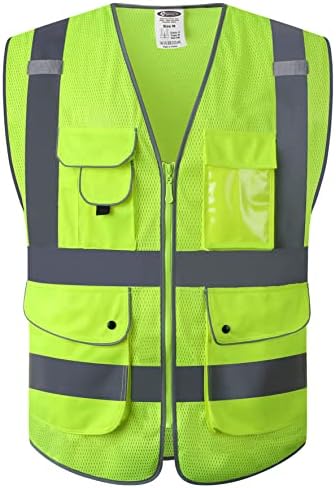 JKSafety Safety Vest for Men Women Reflective Hi Vis JK159 Yellow L by JKSafety