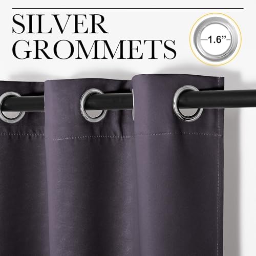 NICETOWN Blackout Curtains for Living Room 2 PCs 42" x 84" Greyish Purple - Image 2