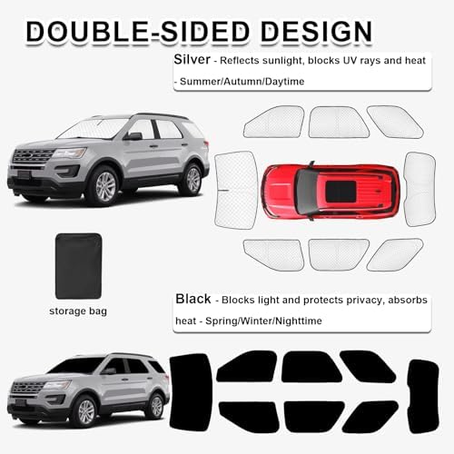 KMF 8pcs Thicken Sun Shades for Ford Explorer 2011-2019 Accessories, Windshield - Image 3