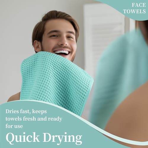 Microfiber Waffle Face Towels, 2 Pieces, Fast Drying, Lint Free 430 GSM - Image 5