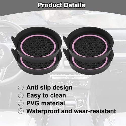 HZEL Car Cup Holder Coasters, Recessed Automotive Drink Mat Decoration - Image 3