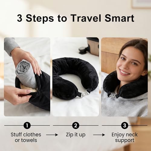 Stuffable Travel Neck Pillow, Fillable Clothes Storage - Image 5