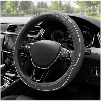 Car Steering Wheel Cover, 15 Inch Anti-Slip Breathable Leather Auto Steering by Unknown