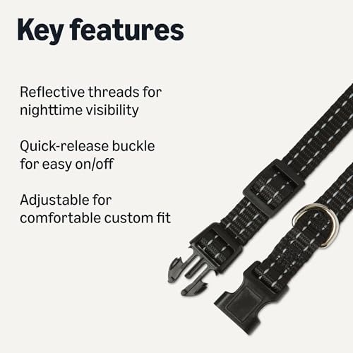 Amazon Basics Reflective Polyester Dog Collar, Adjustable Length 11.2"-16.9" - Image 2