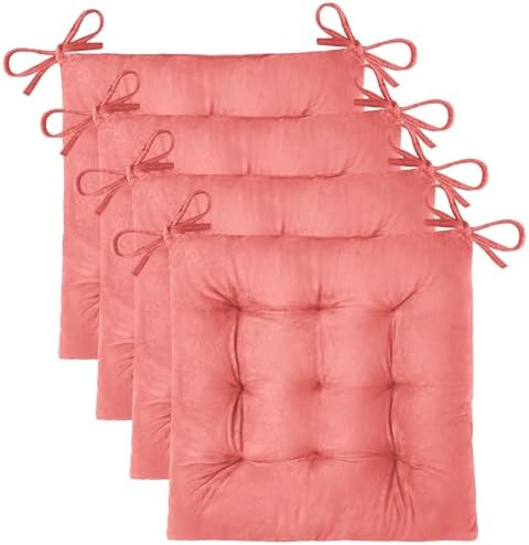 OVOV 4 Pack Chair Cushions for Dining Chairs 15.5"x15.5" Pink by OVOV
