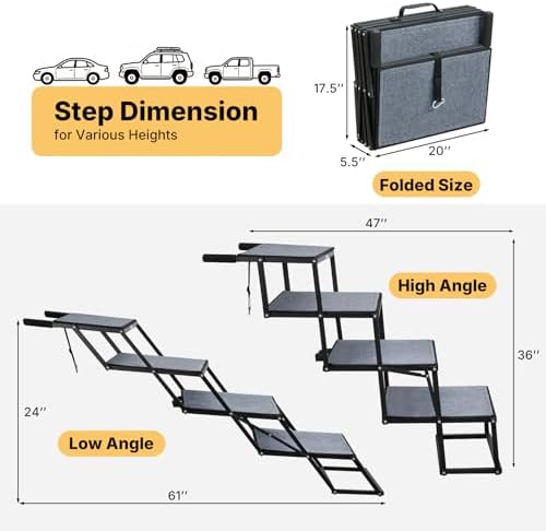 Veehoo Collapsible Dog Stairs for Large Dogs Car Truck SUV, Extra Wide 20" - Image 5