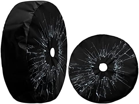 Delerain Spare Tire Cover with Backup Camera Hole Broken Glass Wheel Covers - Image 3