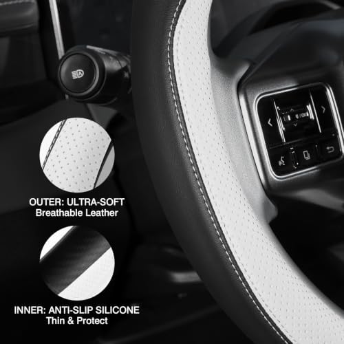 Microfiber Leather Steering Wheel Cover, 14.5-15 inch - Image 5