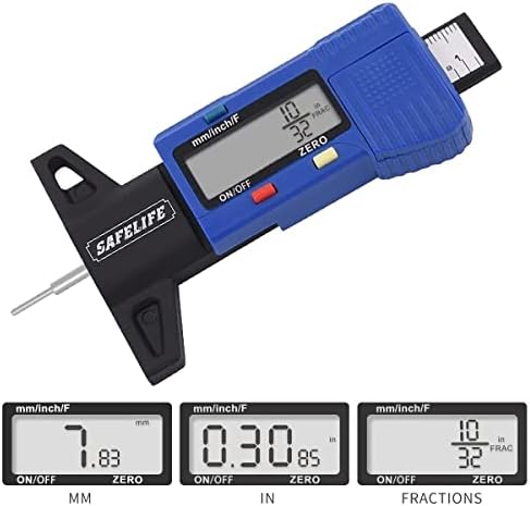SAFELIFE Digital Tire Tread Depth Gauge, 3 Modes-Fractional Inch, Decimal Inch - Image 2