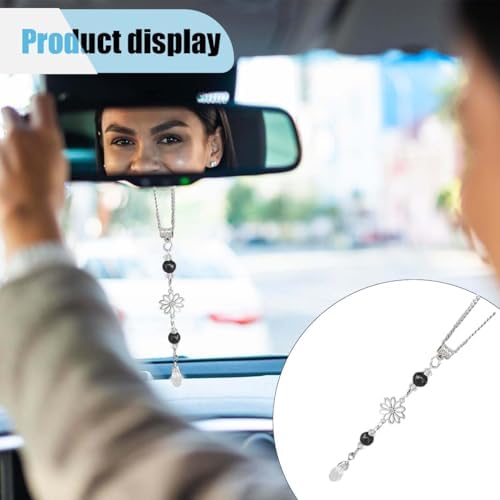 Flower Car Rear View Mirror Pendant, Bling Crystal Car Interior Decoration - Image 6