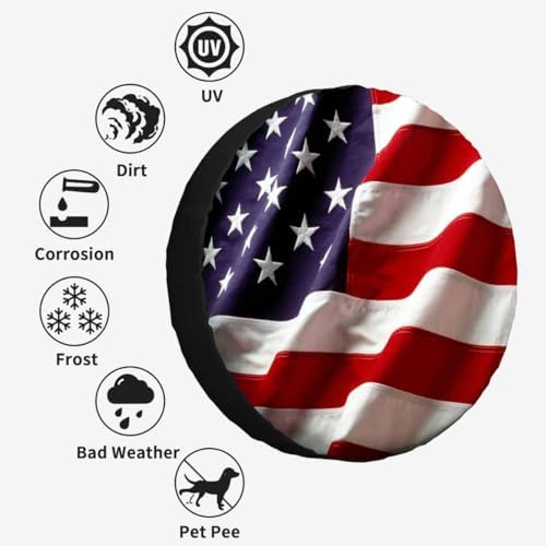 American Flag Waving in The Wind Spare Tire Cover - Image 4