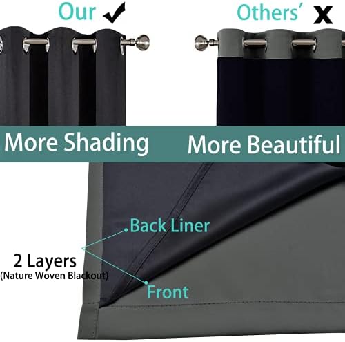 Yakamok Dark Grey 100% Blackout Curtains 84 Inches Long 42" Wide 2 Panels - Image 5