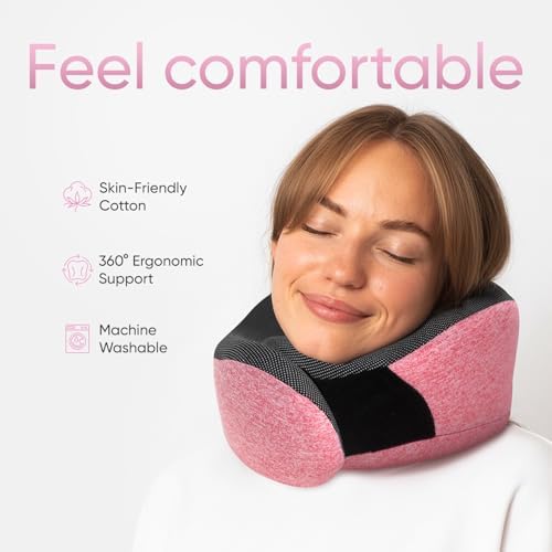 Proglobe Travel Pillow, 100% Pure Memory Foam Airplane Neck Pillow - Image 2