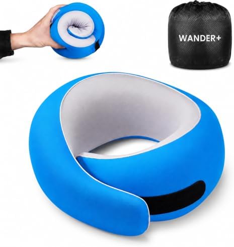 WANDER+® Travel Neck Pillow, Memory Foam Neck Pillow by WANDER