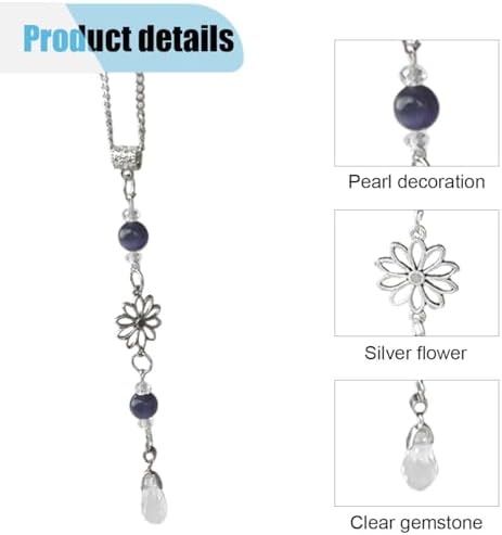 Flower Car Rear View Mirror Pendant, Bling Crystal Car Interior Decoration - Image 3
