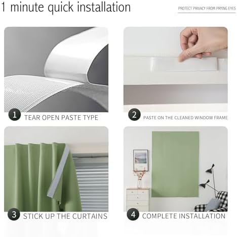Portable Light Blocking Curtains Self-Stick Design, Removable Adhesive Window - Image 5