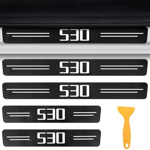 Door Sill Protectors for 5-Serie 530i & 530e, Carbon Fiber Leather Front/Rear - Image 2