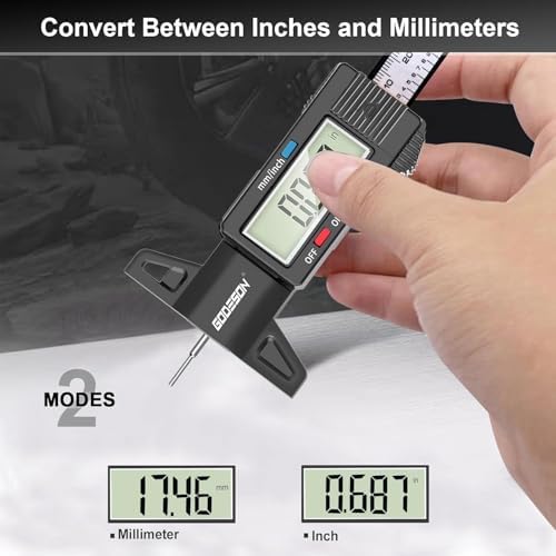 GODESON Digital Tyre Tread Depth Gauge UK, 0-25.4 Mm Inch Tyre Guage Digital - Image 2