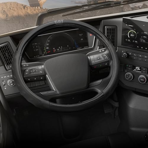 Cat® BigGrip Faux Black Leather Semi Truck Steering Wheel Cover, Fits RV and by CatAuto