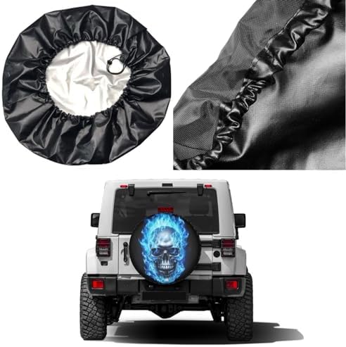 Delerain Skull Head Blue Fire Spare Tire Cover - Image 5