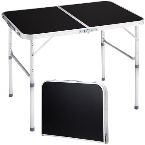3.0 Ft Folding Portable Camping Table Black by Unknown
