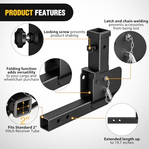 Nilight 2" Folding Trailer Hitch Extender Shank 16.54" | - Image 6