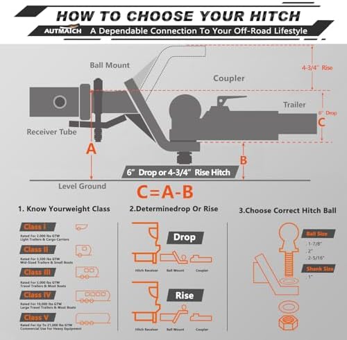 AUTMATCH Trailer Hitch Ball Mount - Image 6