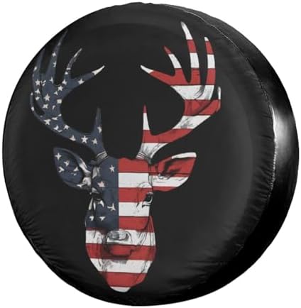 Delerain Hunter American Flag Deer Spare Tire Cover Wheel Protectors Sun by Delerain