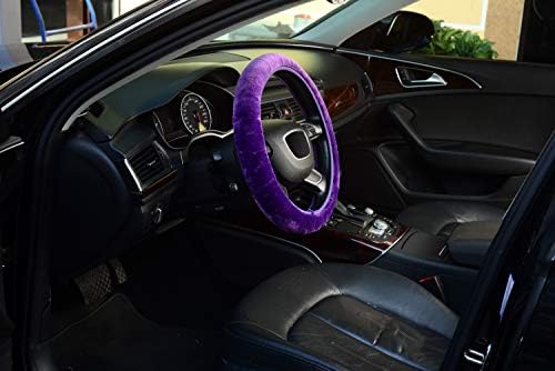 KAFEEK Purple Fuzzy Steering Wheel Cover - Image 6