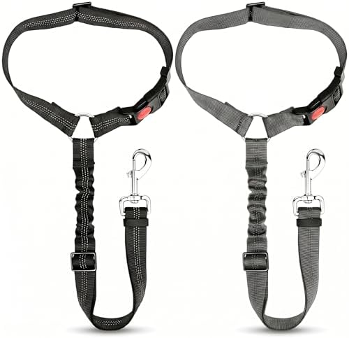 2-Pack Reflective Retractable Pet Seat Belt – Nylon Dog Tether, Adjustable Strap by Unknown