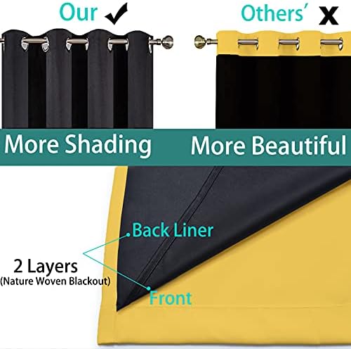 Yakamok Mustard Yellow Blackout Curtains Panels 96 Inches Long - Image 5