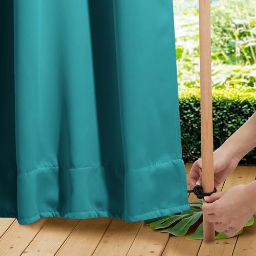 NICETOWN Outdoor Curtains Waterproof Fixed Bottom W52xL95 Peacock Teal - Image 6