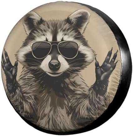 Delerain Spare Tire Cover Funny Raccoon Wheel Covers Sun Protection Waterproof by Delerain